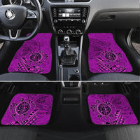Hawaii Monk Seal and Dolphin Car Mats Polynesian Kakau Pattern Pink LT03 Set 4pcs Pink - Polynesian Pride