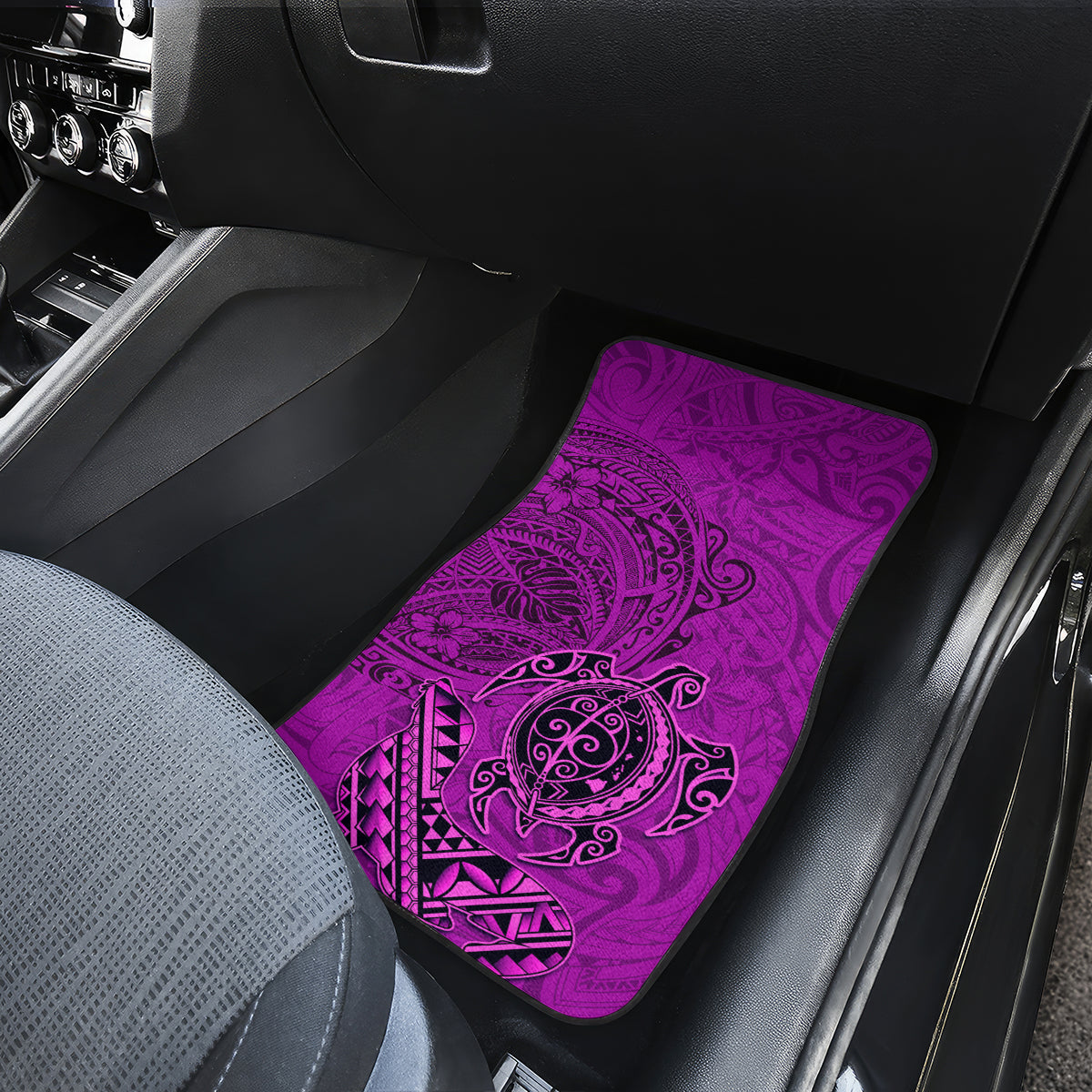 Hawaii Monk Seal and Dolphin Car Mats Polynesian Kakau Pattern Pink LT03 - Polynesian Pride