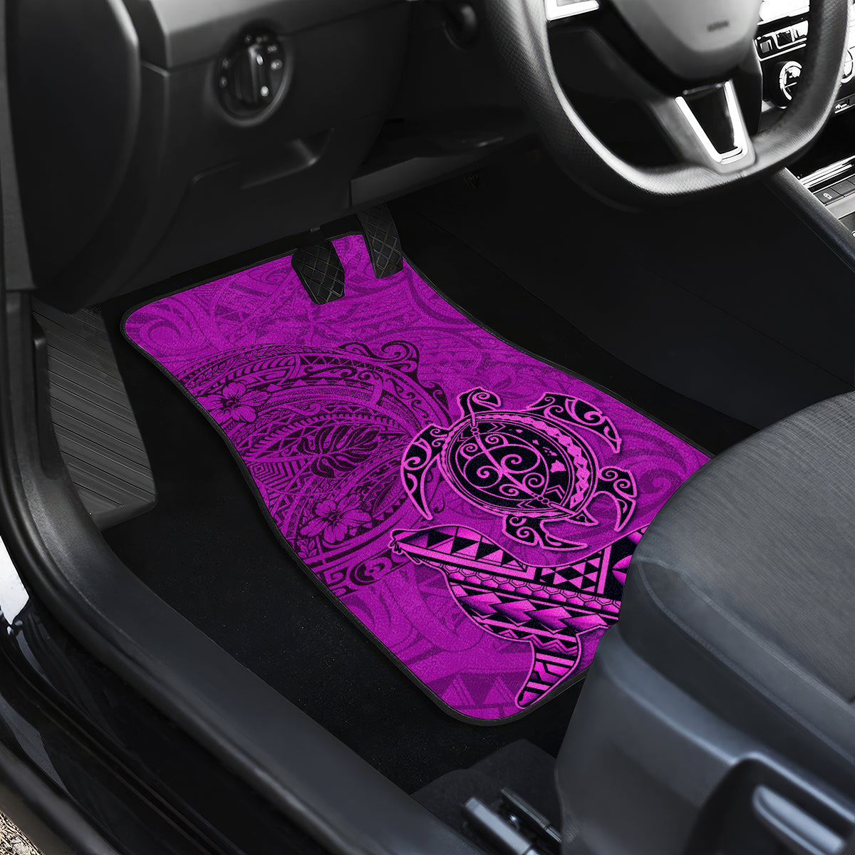 Hawaii Monk Seal and Dolphin Car Mats Polynesian Kakau Pattern Pink LT03 - Polynesian Pride