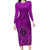 Hawaii Monk Seal and Dolphin Family Matching Long Sleeve Bodycon Dress and Hawaiian Shirt Polynesian Kakau Pattern Pink