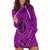 Hawaii Monk Seal and Dolphin Hoodie Dress Polynesian Kakau Pattern Pink