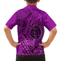 Hawaii Monk Seal and Dolphin Kid Hawaiian Shirt Polynesian Kakau Pattern Pink LT03 - Polynesian Pride