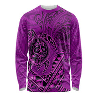 Hawaii Monk Seal and Dolphin Long Sleeve Shirt Polynesian Kakau Pattern Pink LT03 Unisex Pink - Polynesian Pride