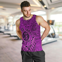 Hawaii Monk Seal and Dolphin Men Tank Top Polynesian Kakau Pattern Pink LT03 Pink - Polynesian Pride
