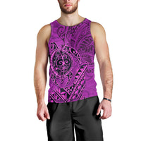 Hawaii Monk Seal and Dolphin Men Tank Top Polynesian Kakau Pattern Pink LT03 - Polynesian Pride