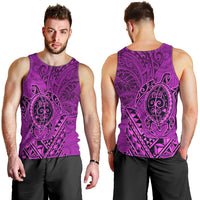 Hawaii Monk Seal and Dolphin Men Tank Top Polynesian Kakau Pattern Pink LT03 - Polynesian Pride