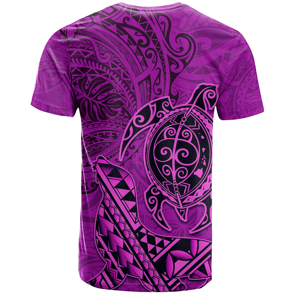 Hawaii Monk Seal and Dolphin T Shirt Polynesian Kakau Pattern Pink LT03 - Polynesian Pride