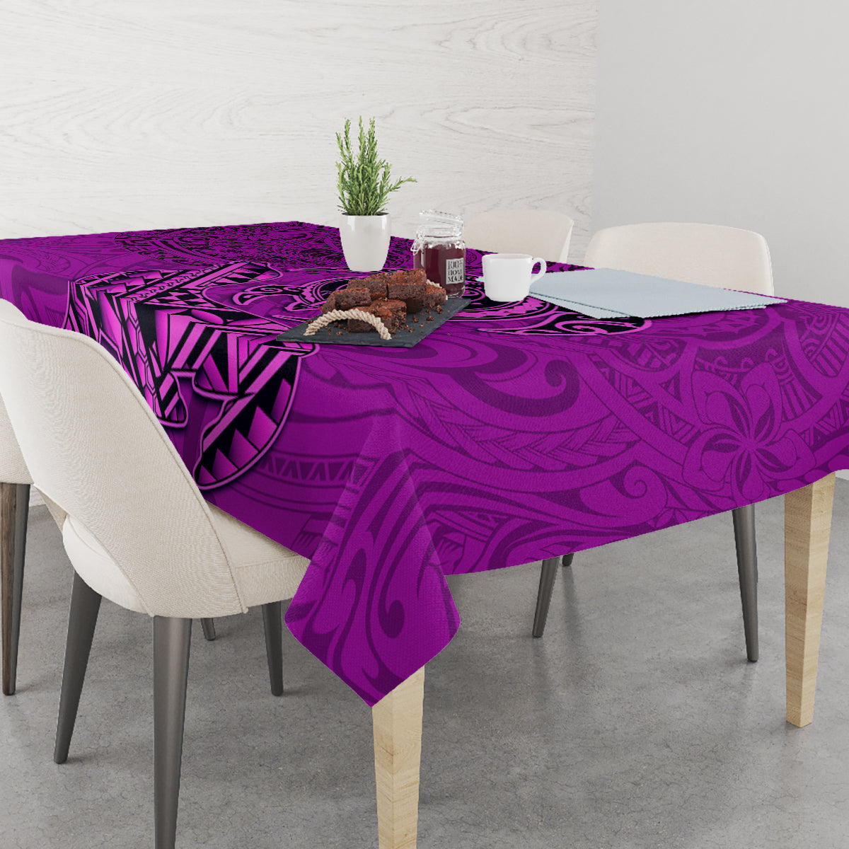 Hawaii Monk Seal and Dolphin Tablecloth Polynesian Kakau Pattern Pink LT03 - Polynesian Pride