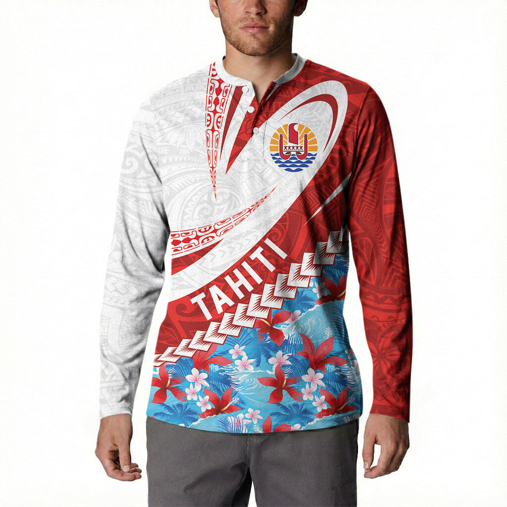 Personalized Tahiti Surfing 2026 Button Sweatshirt Marquesan Tattoo-Sporty Style LT03 - Polynesian Pride