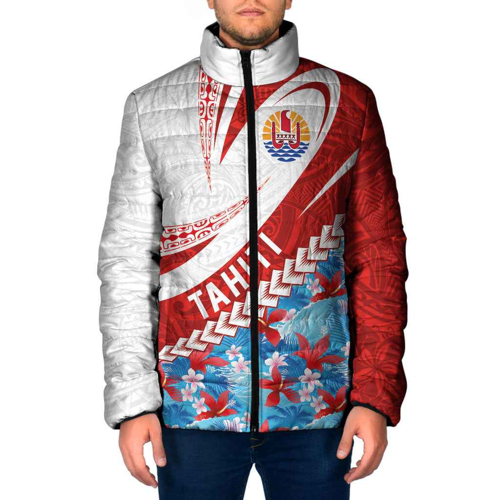 Personalized Tahiti Surfing 2026 Padded Jacket Marquesan Tattoo-Sporty Style LT03 Men Multicolor - Polynesian Pride