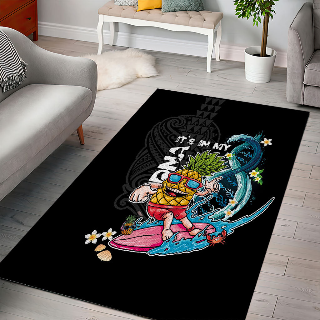 Hawaii Pineapple Surfing Area Rug It's in My DNA - Kakau and Polynesian Pattern LT03 - Polynesian Pride