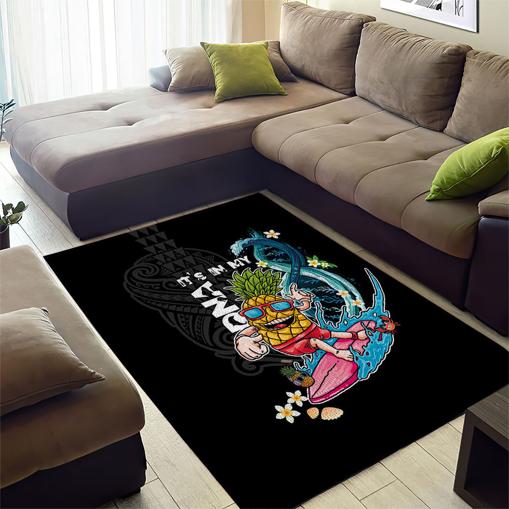 Hawaii Pineapple Surfing Area Rug It's in My DNA - Kakau and Polynesian Pattern LT03 - Polynesian Pride