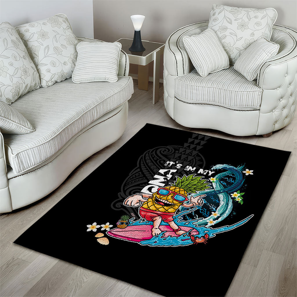 Hawaii Pineapple Surfing Area Rug It's in My DNA - Kakau and Polynesian Pattern LT03 - Polynesian Pride