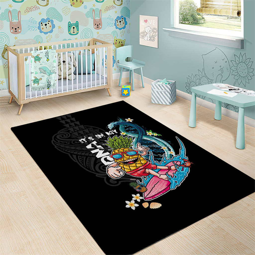 Hawaii Pineapple Surfing Area Rug It's in My DNA - Kakau and Polynesian Pattern LT03 - Polynesian Pride