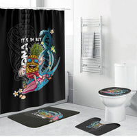 Hawaii Pineapple Surfing Bathroom Set It's in My DNA - Kakau and Polynesian Pattern LT03 Bathroom Set (4 pcs) Black - Polynesian Pride
