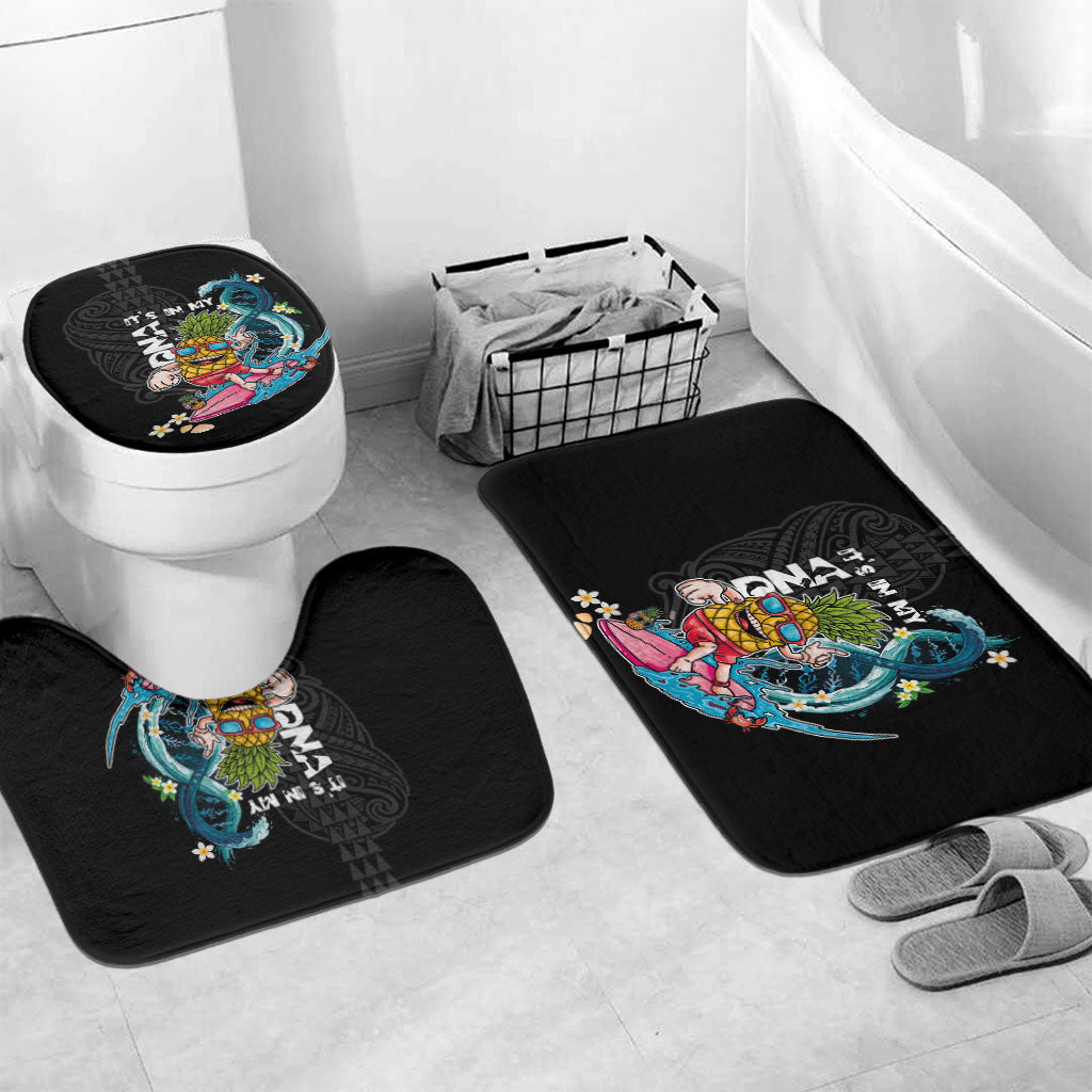 Hawaii Pineapple Surfing Bathroom Set It's in My DNA - Kakau and Polynesian Pattern LT03 Mat Set Only (3 pcs) One Size Black - Polynesian Pride