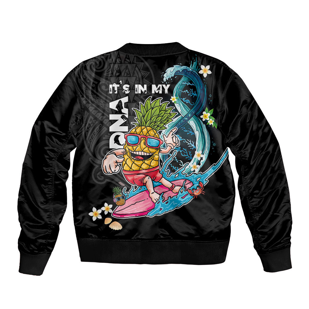 Hawaii Pineapple Surfing Bomber Jacket It's in My DNA - Kakau and Polynesian Pattern LT03 - Polynesian Pride