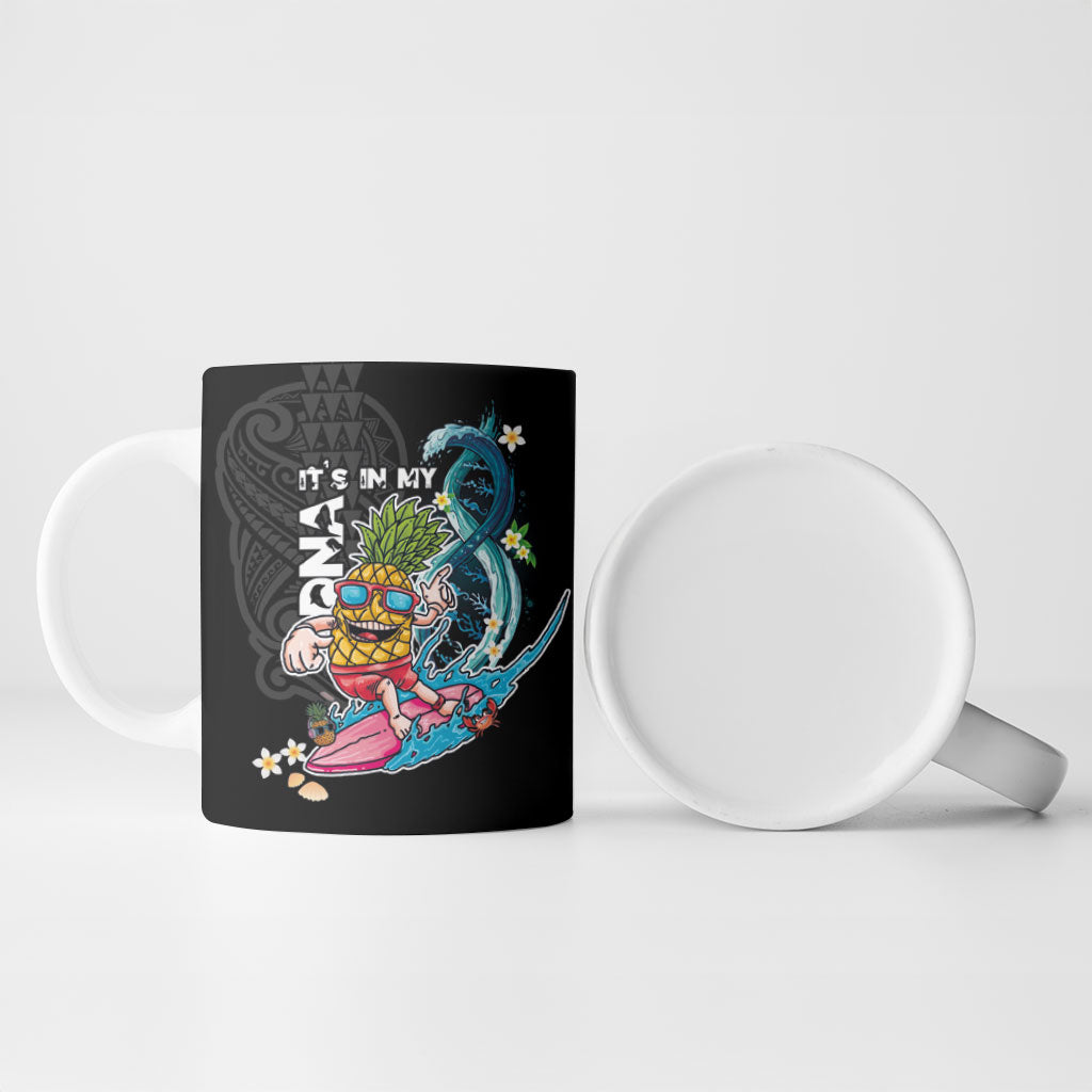 Hawaii Pineapple Surfing Ceramic Mug It's in My DNA - Kakau and Polynesian Pattern LT03 - Polynesian Pride