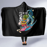 Hawaii Pineapple Surfing Hooded Blanket It's in My DNA - Kakau and Polynesian Pattern LT03 One Size Black - Polynesian Pride
