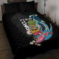 Hawaii Pineapple Surfing Quilt Bed Set It's in My DNA - Kakau and Polynesian Pattern LT03 Black - Polynesian Pride
