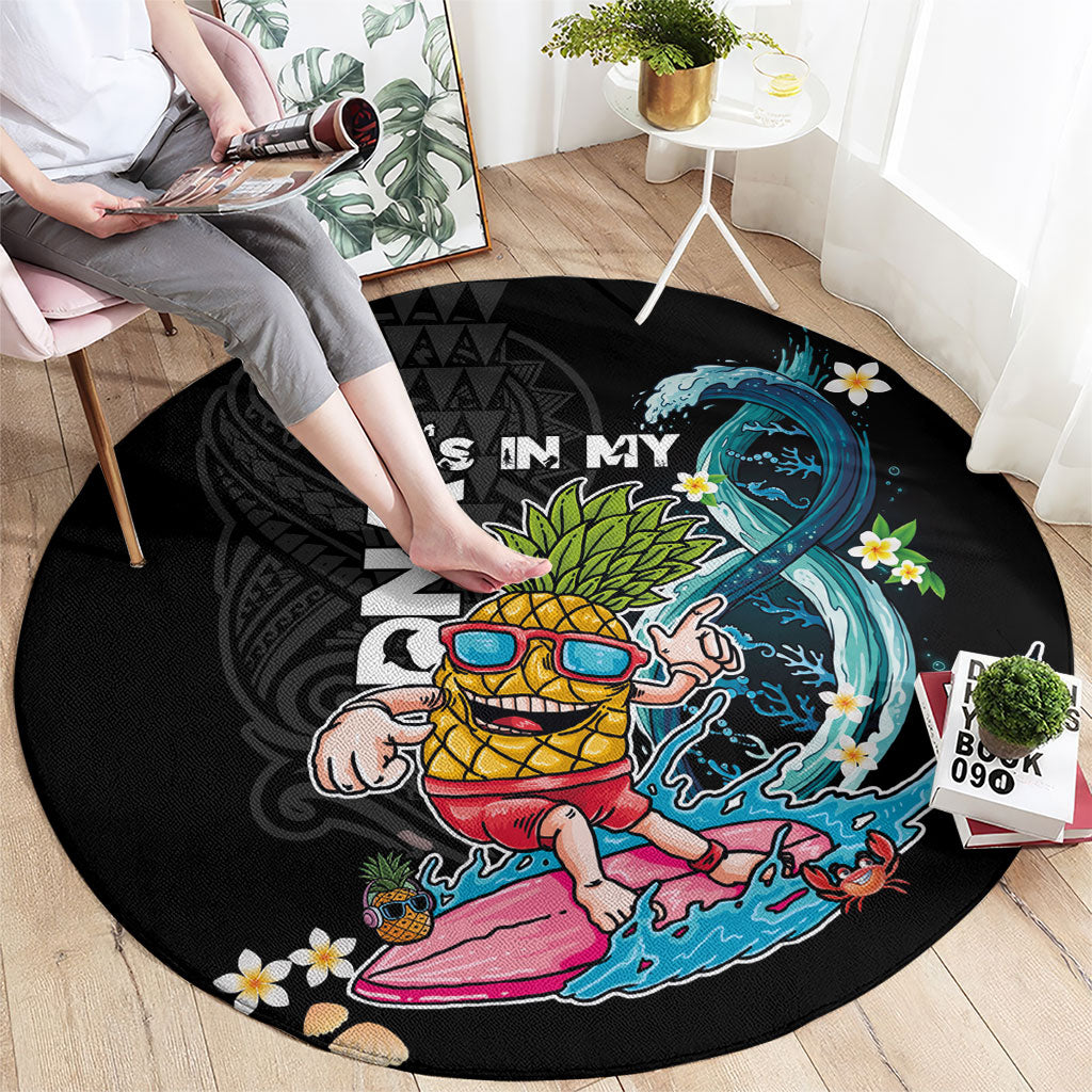 Hawaii Pineapple Surfing Round Carpet It's in My DNA - Kakau and Polynesian Pattern LT03 - Polynesian Pride