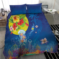 Palau Bedding Set Jellyfish with Coral Reefs Ocean Vibe and Tapa Pattern LT03 - Polynesian Pride