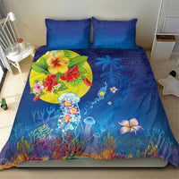 Palau Bedding Set Jellyfish with Coral Reefs Ocean Vibe and Tapa Pattern LT03 - Polynesian Pride