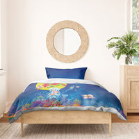 Palau Bedding Set Jellyfish with Coral Reefs Ocean Vibe and Tapa Pattern LT03 - Polynesian Pride