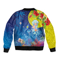 Palau Bomber Jacket Jellyfish with Coral Reefs Ocean Vibe and Tapa Pattern LT03 - Polynesian Pride