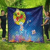 Palau Quilt Jellyfish with Coral Reefs Ocean Vibe and Tapa Pattern LT03 - Polynesian Pride