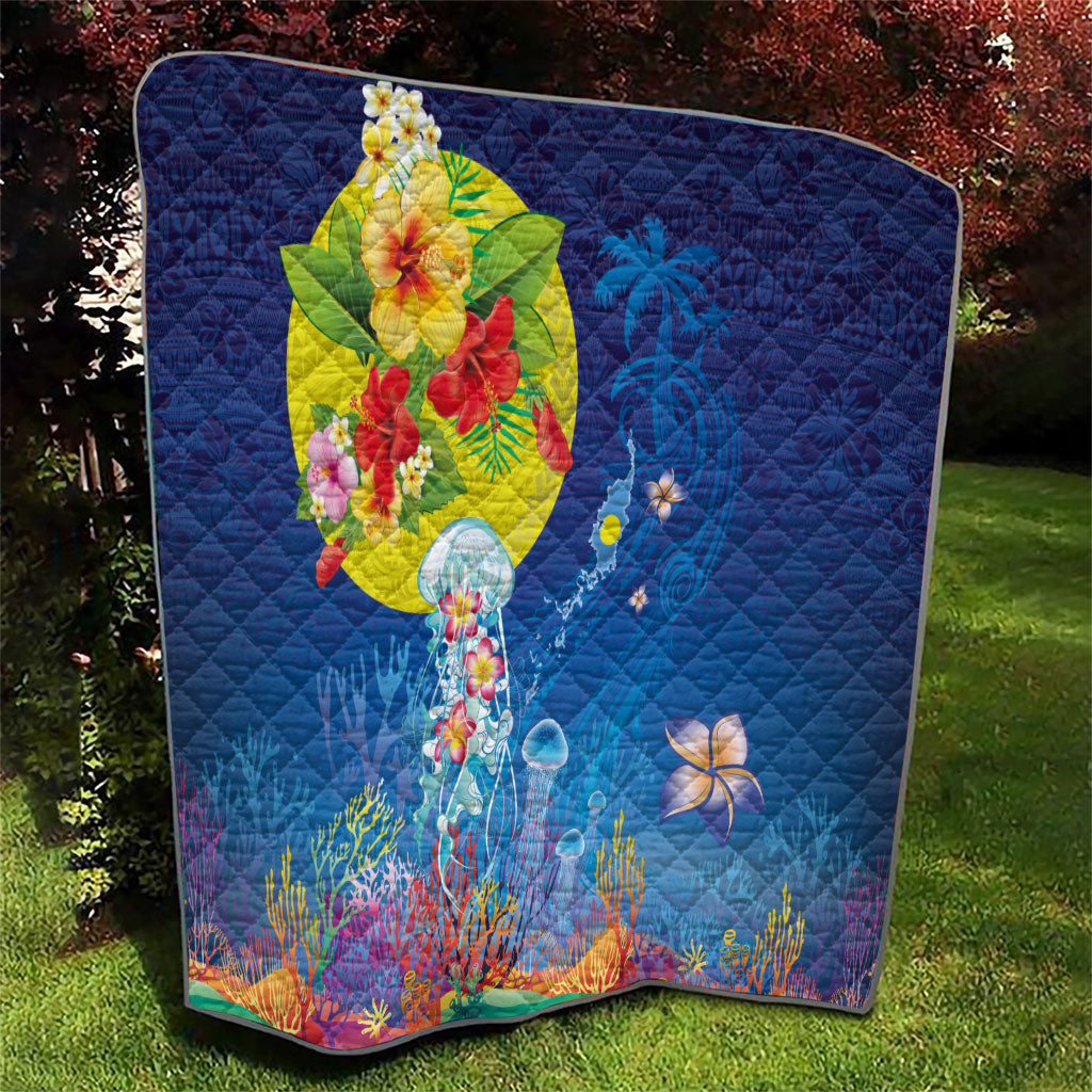 Palau Quilt Jellyfish with Coral Reefs Ocean Vibe and Tapa Pattern LT03 - Polynesian Pride