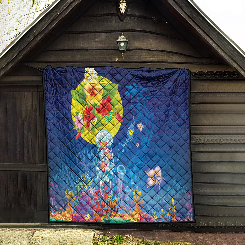 Palau Quilt Jellyfish with Coral Reefs Ocean Vibe and Tapa Pattern LT03 - Polynesian Pride