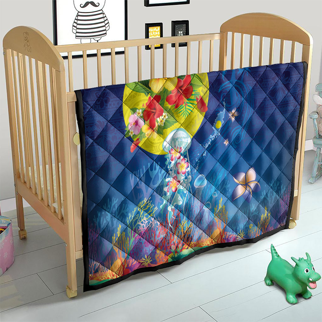 Palau Quilt Jellyfish with Coral Reefs Ocean Vibe and Tapa Pattern LT03 - Polynesian Pride
