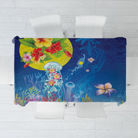 Palau Tablecloth Jellyfish with Coral Reefs Ocean Vibe and Tapa Pattern LT03 Blue - Polynesian Pride