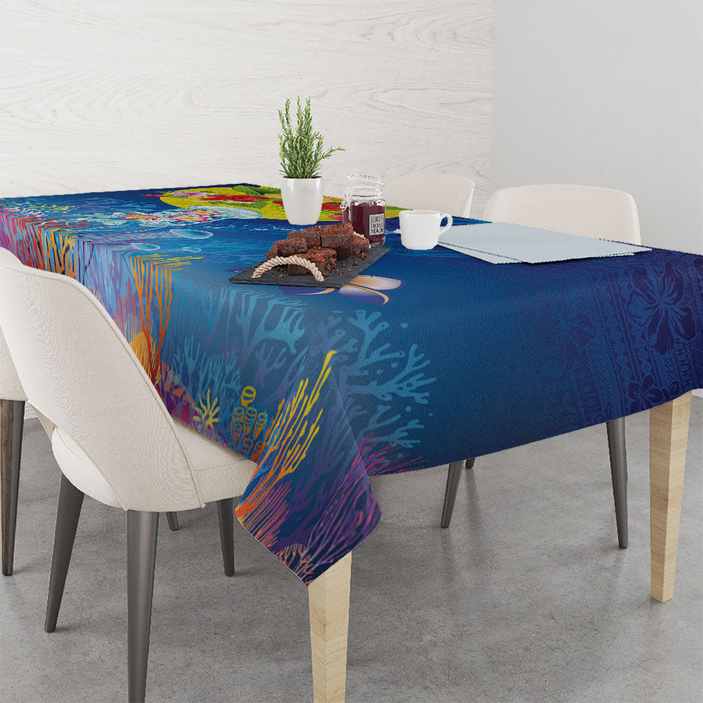 Palau Tablecloth Jellyfish with Coral Reefs Ocean Vibe and Tapa Pattern LT03 - Polynesian Pride