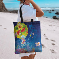Palau Tote Bag Jellyfish with Coral Reefs Ocean Vibe and Tapa Pattern LT03 - Polynesian Pride