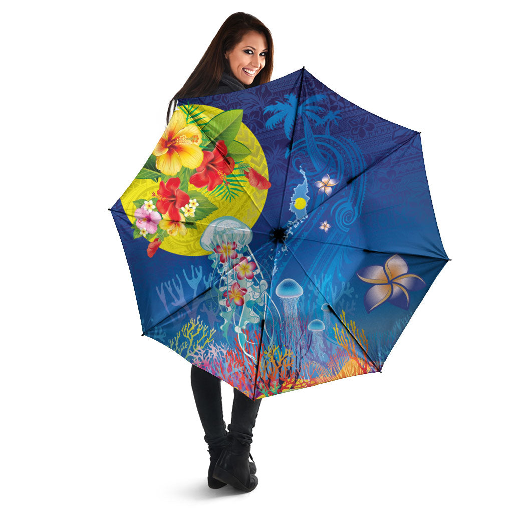 Palau Umbrella Jellyfish with Coral Reefs Ocean Vibe and Tapa Pattern LT03 - Polynesian Pride