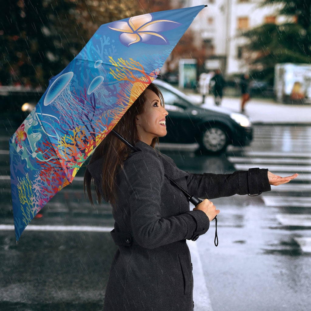 Palau Umbrella Jellyfish with Coral Reefs Ocean Vibe and Tapa Pattern LT03 - Polynesian Pride