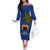 Papua New Guinea Gulf Province Off The Shoulder Long Sleeve Dress PNG Birds Of Paradise Polynesian Arty Style LT03 Women Blue - Polynesian Pride