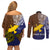 Custom Papua New Guinea Manus Province Couples Matching Off Shoulder Short Dress and Long Sleeve Button Shirts PNG Birds Of Paradise Polynesian Arty Style LT03 - Polynesian Pride