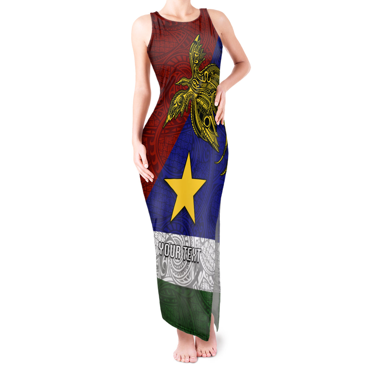 Custom Papua New Guinea Milne Bay Province Tank Maxi Dress PNG Birds Of Paradise Polynesian Arty Style LT03 Women Blue - Polynesian Pride