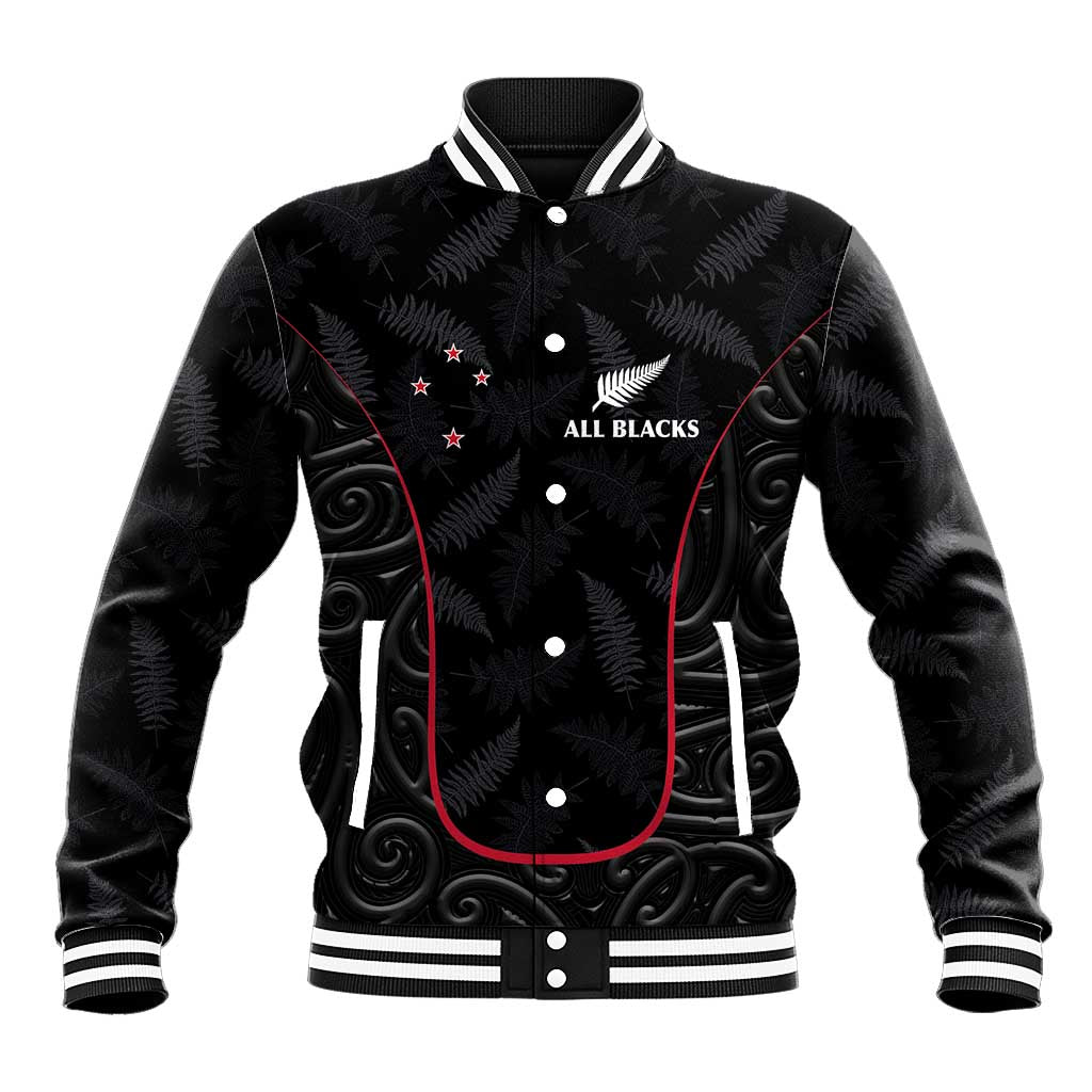 Custom New Zealand Rugby Baseball Jacket Maori All Black Championship 2024 and Silver Fern LT03 Unisex Black - Polynesian Pride