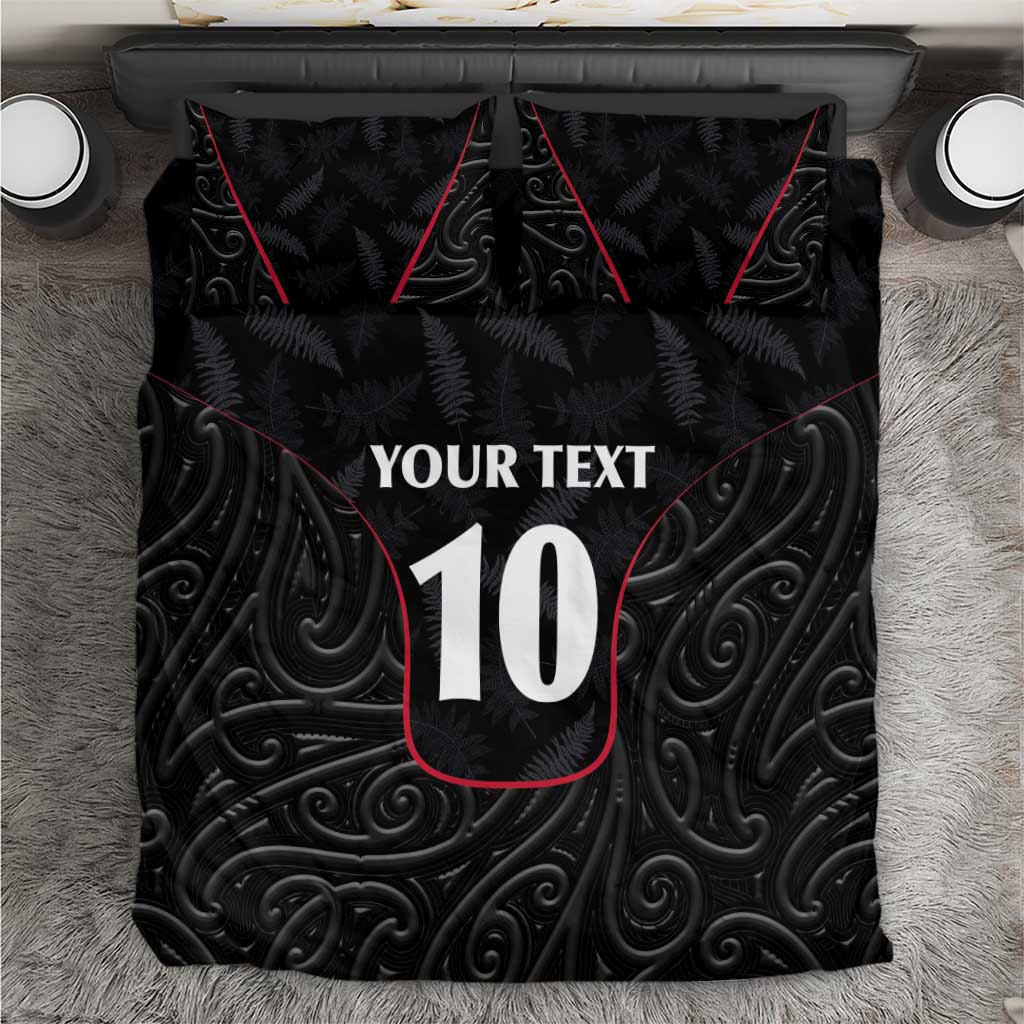 Custom New Zealand Rugby Bedding Set Maori All Black Championship 2024 and Silver Fern LT03 Black - Polynesian Pride