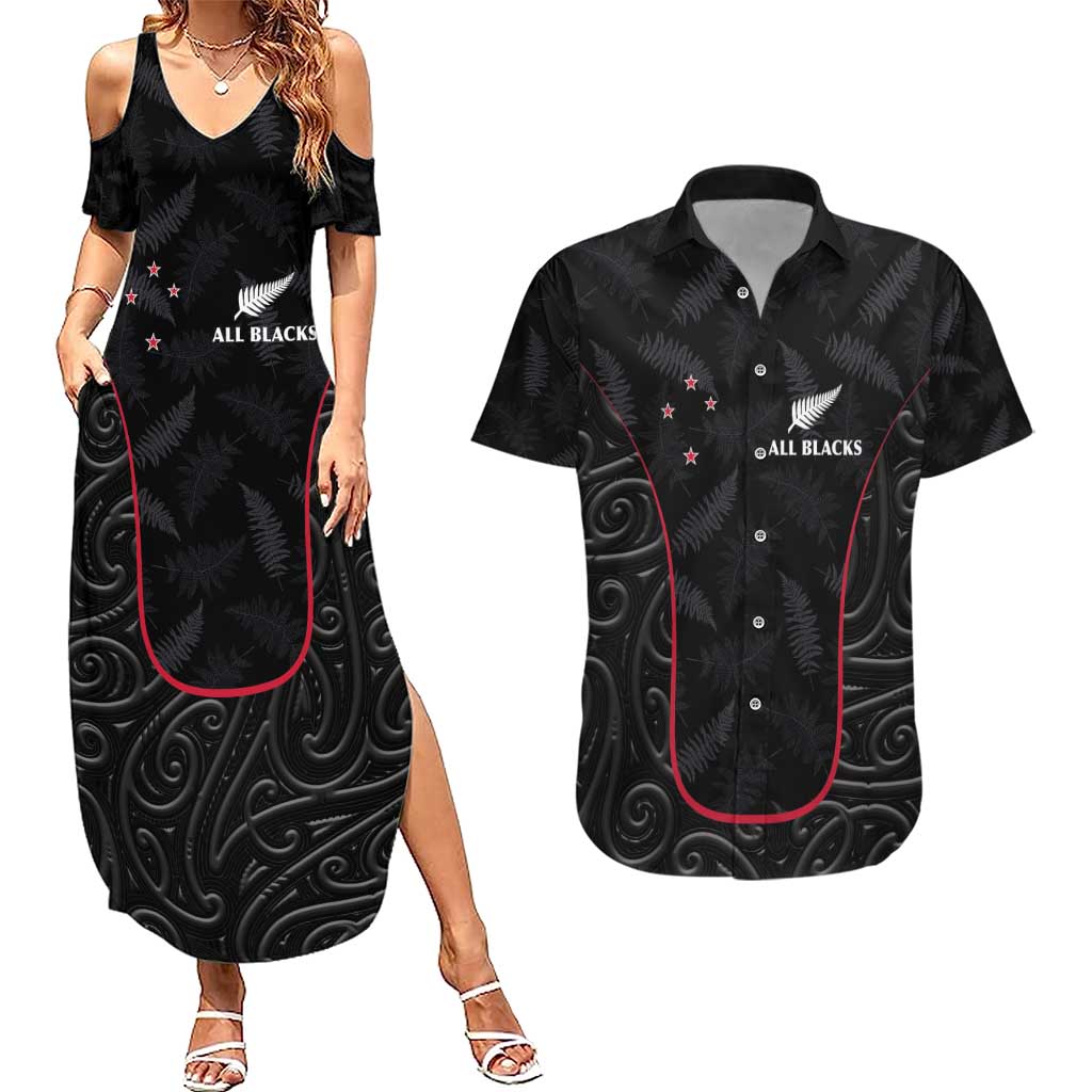 Custom New Zealand Rugby Couples Matching Summer Maxi Dress and Hawaiian Shirt Maori All Black Championship 2024 and Silver Fern