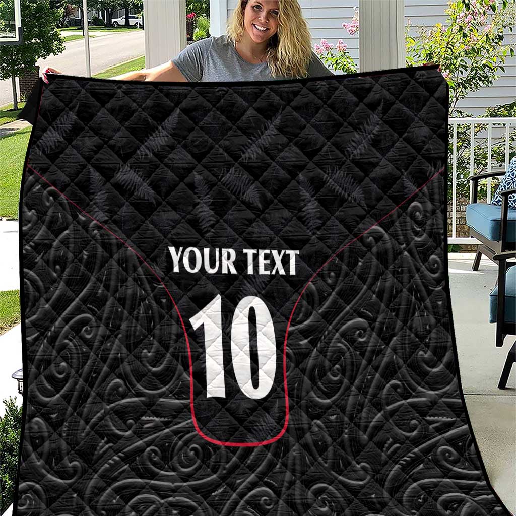 Custom New Zealand Rugby Quilt Maori All Black Championship 2024 and Silver Fern LT03 Black - Polynesian Pride