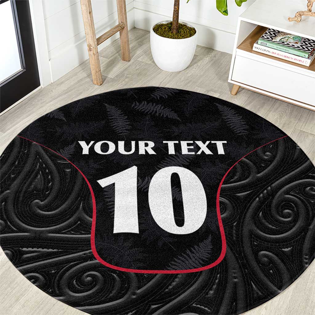 Custom New Zealand Rugby Round Carpet Maori All Black Championship 2024 and Silver Fern