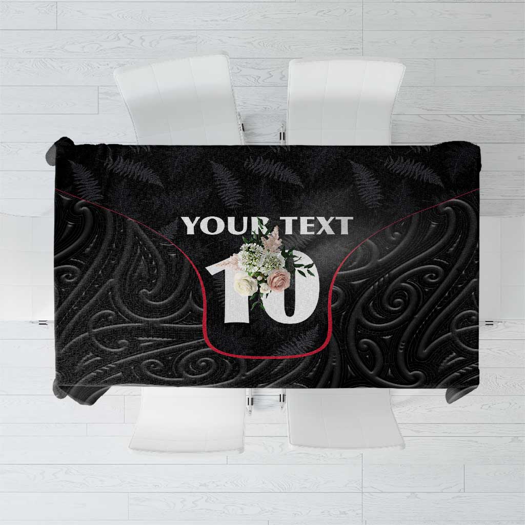 Custom New Zealand Rugby Tablecloth Maori All Black Championship 2024 and Silver Fern LT03 Black - Polynesian Pride