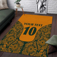 Custom Australia Rugby Championship 2024 Area Rug Aboriginal Art Tattoo Pattern LT03 Yellow - Polynesian Pride