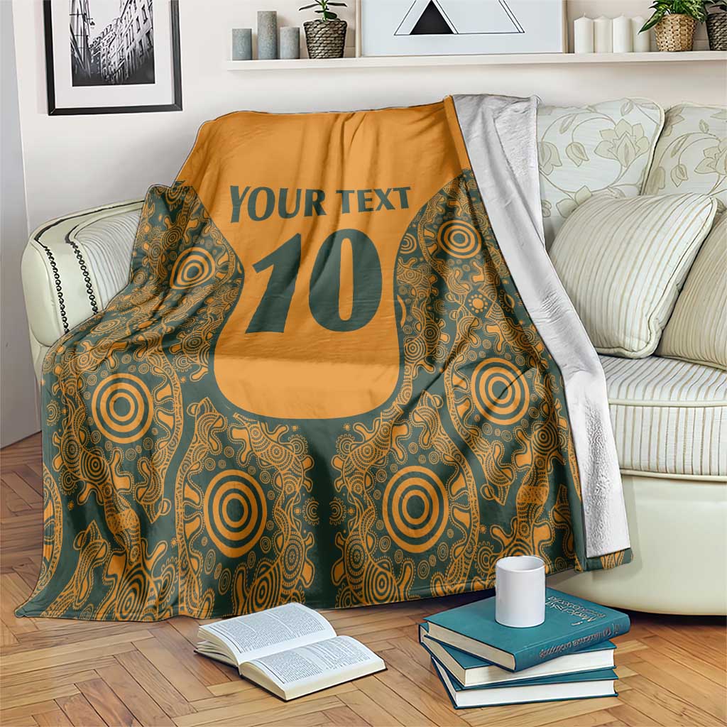 Custom Australia Rugby Championship 2024 Blanket Aboriginal Art Tattoo Pattern LT03 Yellow - Polynesian Pride