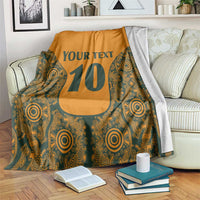 Custom Australia Rugby Championship 2024 Blanket Aboriginal Art Tattoo Pattern LT03 Yellow - Polynesian Pride